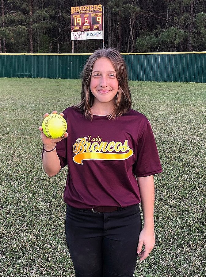 Simpson seventh-grader Ashlyn Allain hit her first career home run on Thursday in a win over Pleasant Hill.