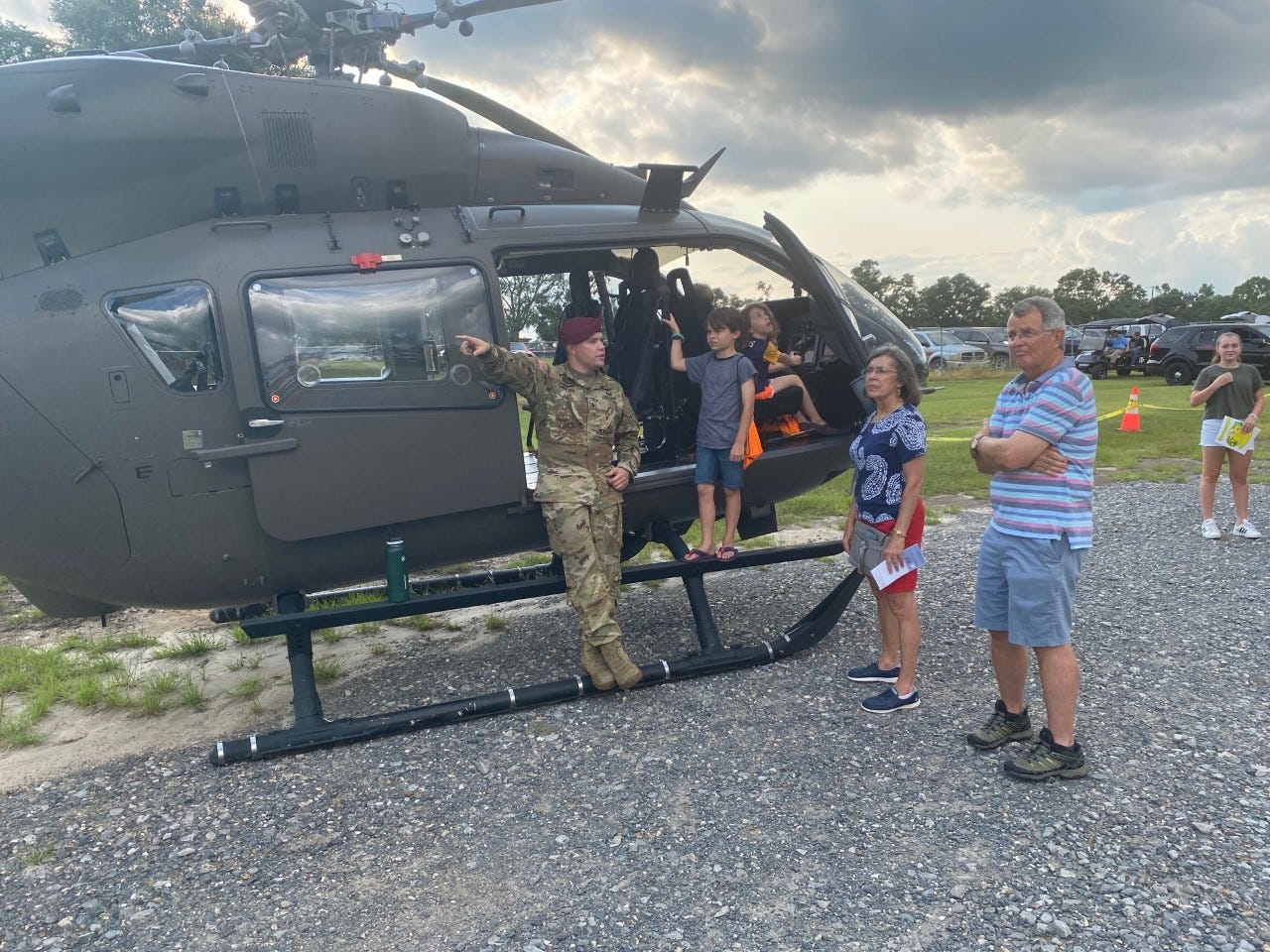 Military personnel were on hand at national night out, and they brought a helicopter with them.