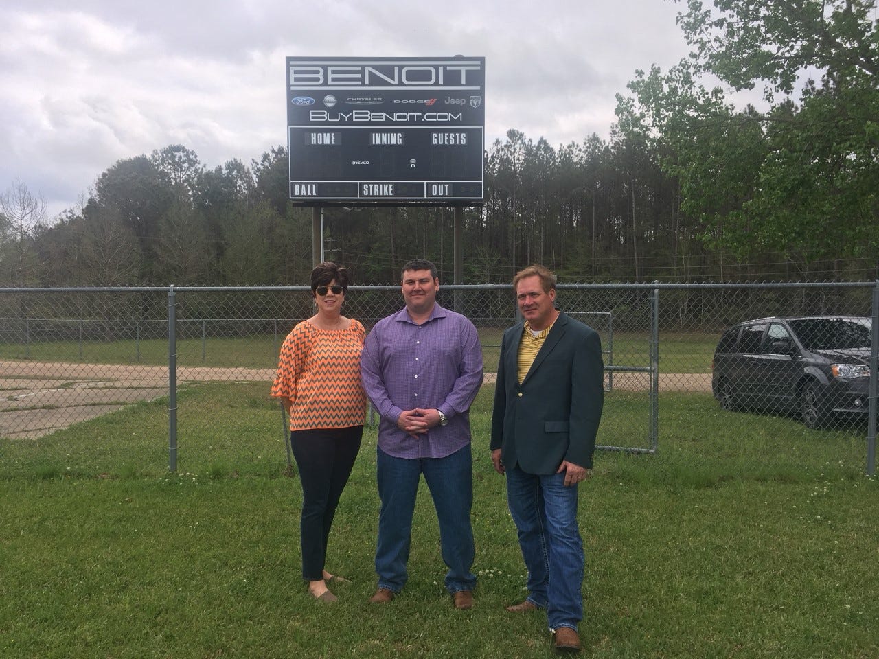Pictured are Patti Larney, City of Leesville Administrator, Jason Benoit, owner of Benoit Motors, and Grant Bush, City of Leesville Director of Planning.