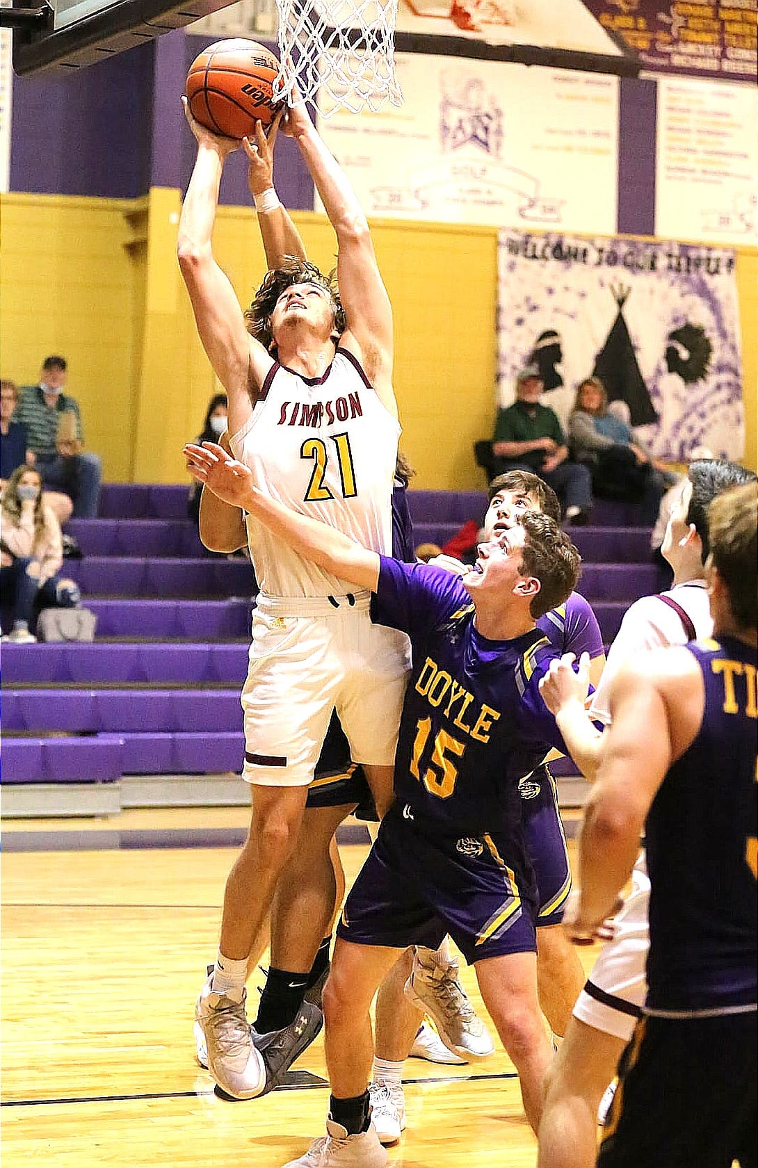 Simpson's Rhett Petre (21) scored 23 and 13 points in two games early this week for the Broncos, both of which were victories.