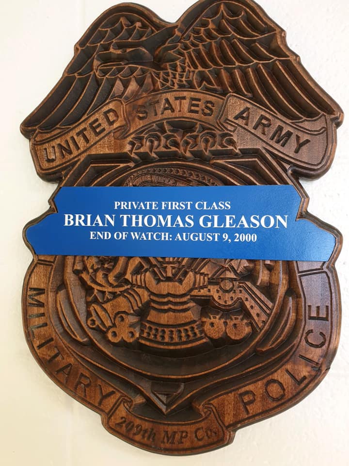 The 519th Military Police Battalion Recently honored the life of PFC Brian Thomas Gleason on the 20th anniversary of his tragic passing.