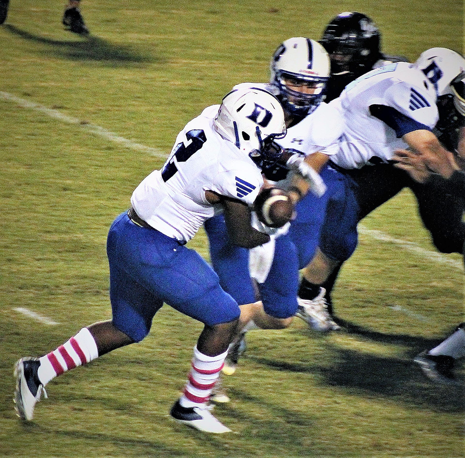 DeRidder running back Alex Archield (2) scored two touchdowns Friday night in a 49-41 loss to the Leesville Wampus Cats in the Battle for the Hooper Trophy.
